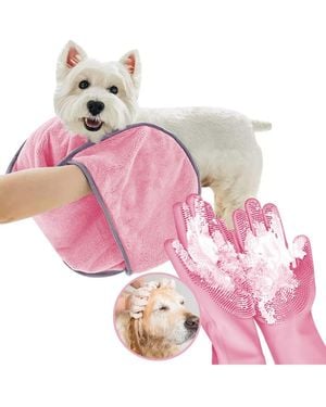 Aronkl 2 Piece Pet Bathing Kit - Pink
