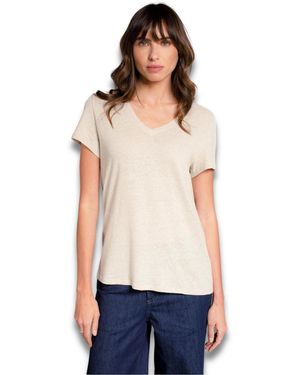 Celtic & Co. Relaxed V-neck Linen Blend T-shirt - White