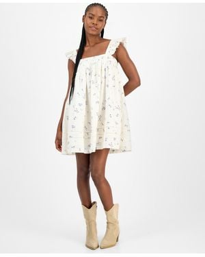 Lucky Brand Ruched Flutter Mini Dress - White