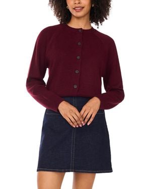 Vince Camuto Raglan Crewneck Cardigan - Purple