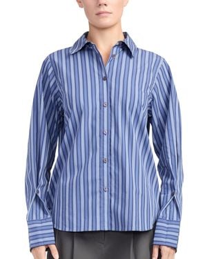 10 Crosby Derek Lam Wesley Striped Relaxed-fit Button-down Shirt - Blue