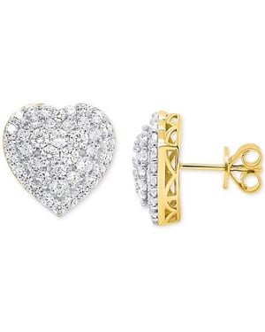Forever Grown Diamonds Lab Grown Diamond Heart Cluster Stud Earrings (2 Ct. T.w. - Metallic