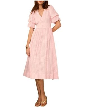 Mint Velvet Checked Midi Dress - Pink