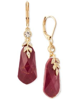 Lonna & Lilly Pave Stone Drop Earrings - Red