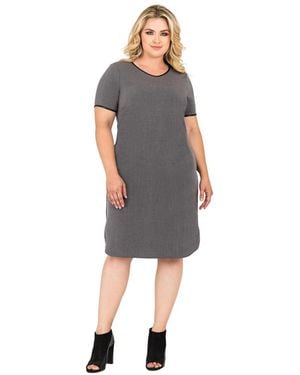 Standards & Practices Plus Size Apron Hem Suiting Knee Length Shift Dress - Blue