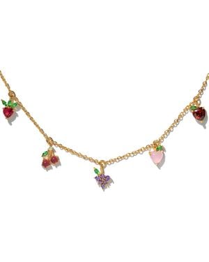 Girls Crew Crystal Multi-color Fruit Basket Necklace - Metallic