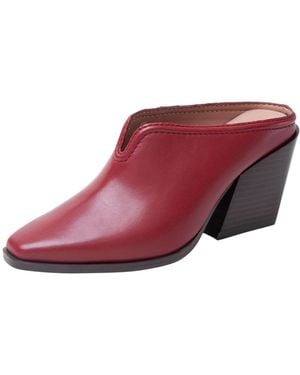 Linea Paolo Shelley Mid-height Stack Heel Western Mule - Red