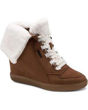 DKNY Salvadora Lace-up Wedge Sneakers - Brown