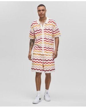 Mode Of One Short Sleeve Relaxed Gradient Sweater Shorts Exclusively At Macys - White