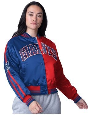 Starter Red/royal New York Giants Cropped Full-snap Jacket - Blue