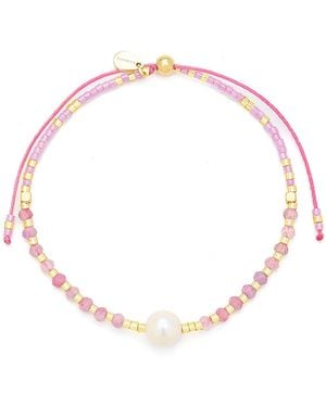 KAMARIA Lumira Mini Pearl Gemstone Adjustable Bracelet - Pink
