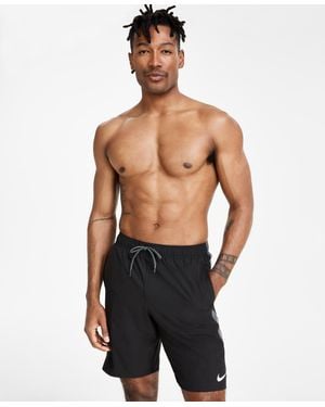 Nike Contend Water-repellent Colorblocked 9" Swim Trunks - Black