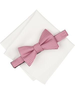 Alfani Pre-tied Bow Tie And Pocket Square - Pink
