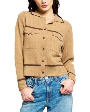 Central Park West Thea Collared Long-sleeve Striped Cashmere Cardigan - Blue