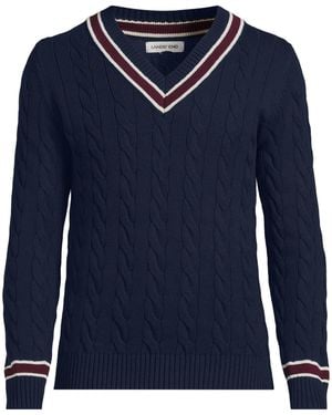 Lands' End Long Sleeve Drifter Cricket Sweater - Blue