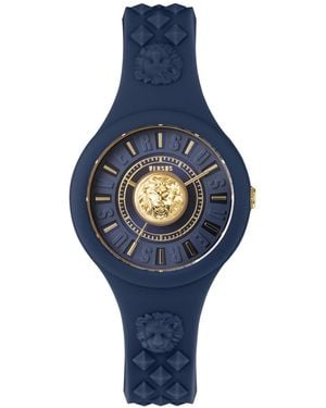 Versus 3 Hand Quartz Fire Island Silicone Watch - Blue