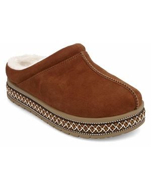 MIA Villas Suede Slip-on Clog Slippers - Brown