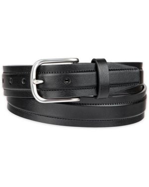 Club Room Cut Edge Trapunto Stitched Casual Belt - Black