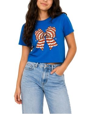 Instant Message Cropped Graphic T-shirt - Blue