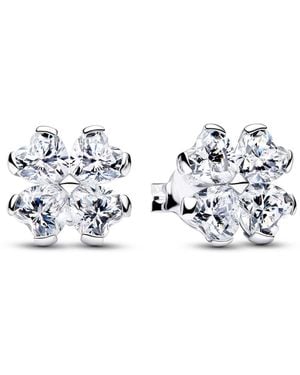 PANDORA Sparkling Lucky Clover Stud Earrings - White