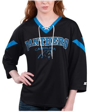 Starter Carolina Panthers Rally Lace-up 3/4 Sleeve T-shirt - Blue