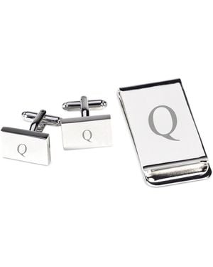 Bey-berk Silver Plated Cufflinks And Money Clip Set - Metallic