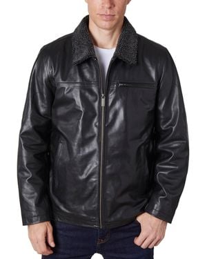 Perry Ellis Zipper Leather Jacket - Black