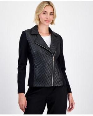 Anne Klein Faux Leather Moto Jacket - Black