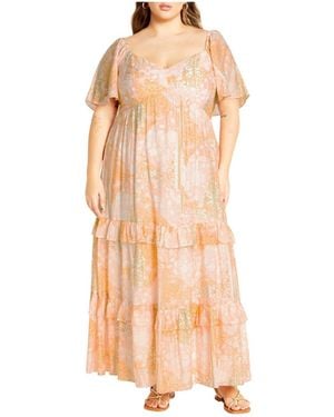 City Chic Plus Size Marci Print Maxi Dress - Pink