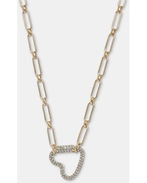 On 34th Crystal Stone Heart Pendant Necklace - White