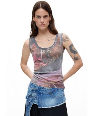 Desigual Strappy Knit T-shirt - Gray
