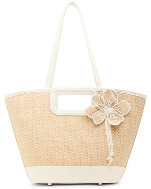 Anne Klein 3d Cultivated Pearl Flower Large Tote Bag - Natural