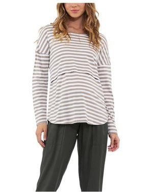Ripe Maternity Maternity Lionel Long Sleeve Nursing Tee - Gray