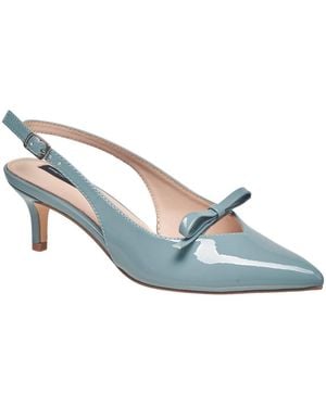 French Connection Patent Bow Kitten Heel - Blue