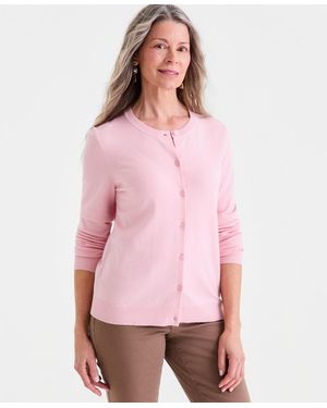 Style & Co. Button-down Long-sleeve Cardigan - Pink