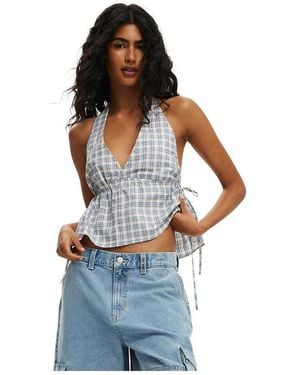 Cotton On Haven Tie Side Halter Top - Blue
