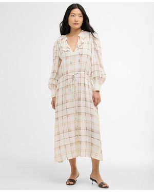 Barbour Asker Oversized-sleeve Midi Dress - Natural