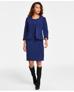 Le Suit Collarless Dress Suit Set - Blue