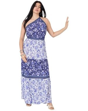 June + Vie June + Vie June + Vie One-shoulder Tiered Maxi Dress - Blue