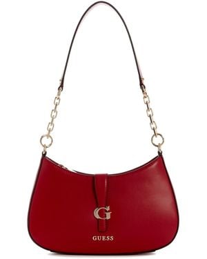 Guess Carrie Small Chain Shoulder Handbag - Red