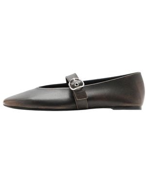Mango Leather Mary Jane Ballerinas - White