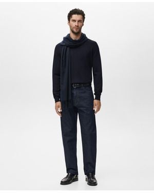 Mango Wool Round-neck Sweater - Blue