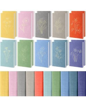 Danrong Pu Leather Floral Lined Journals Hardcover A6 Bulk Ruled Notebooks For School Office Writing - White