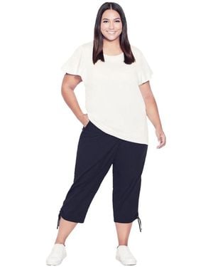 Avenue Plus Size Cotton Cinch Capri - Blue