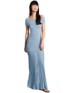 Michael Kors Fold-over Sheer Maxi Dress - Blue