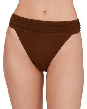 Steve Madden High-leg Ruched Band Swim Bottoms - Brown
