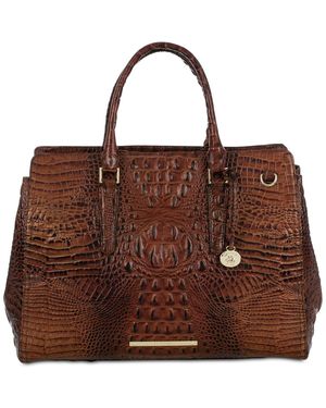 Brahmin Finley Large Leather Carryall Satchel Bag - Brown