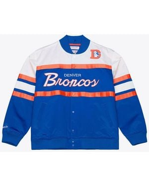 Mitchell & Ness Denver Broncos Head Coach Lightweight Full-snap Satin Jacket - Blue