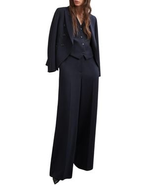 Reiss Gabi High-waisted Wide-leg Suit Pants - Blue