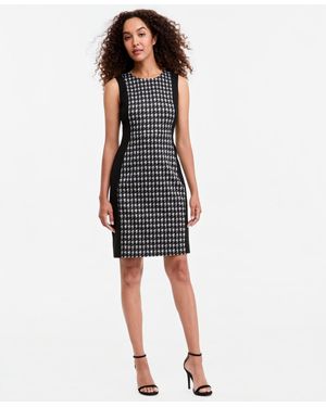 Kasper Houndstooth Princess Seam Sheath Dress - Black